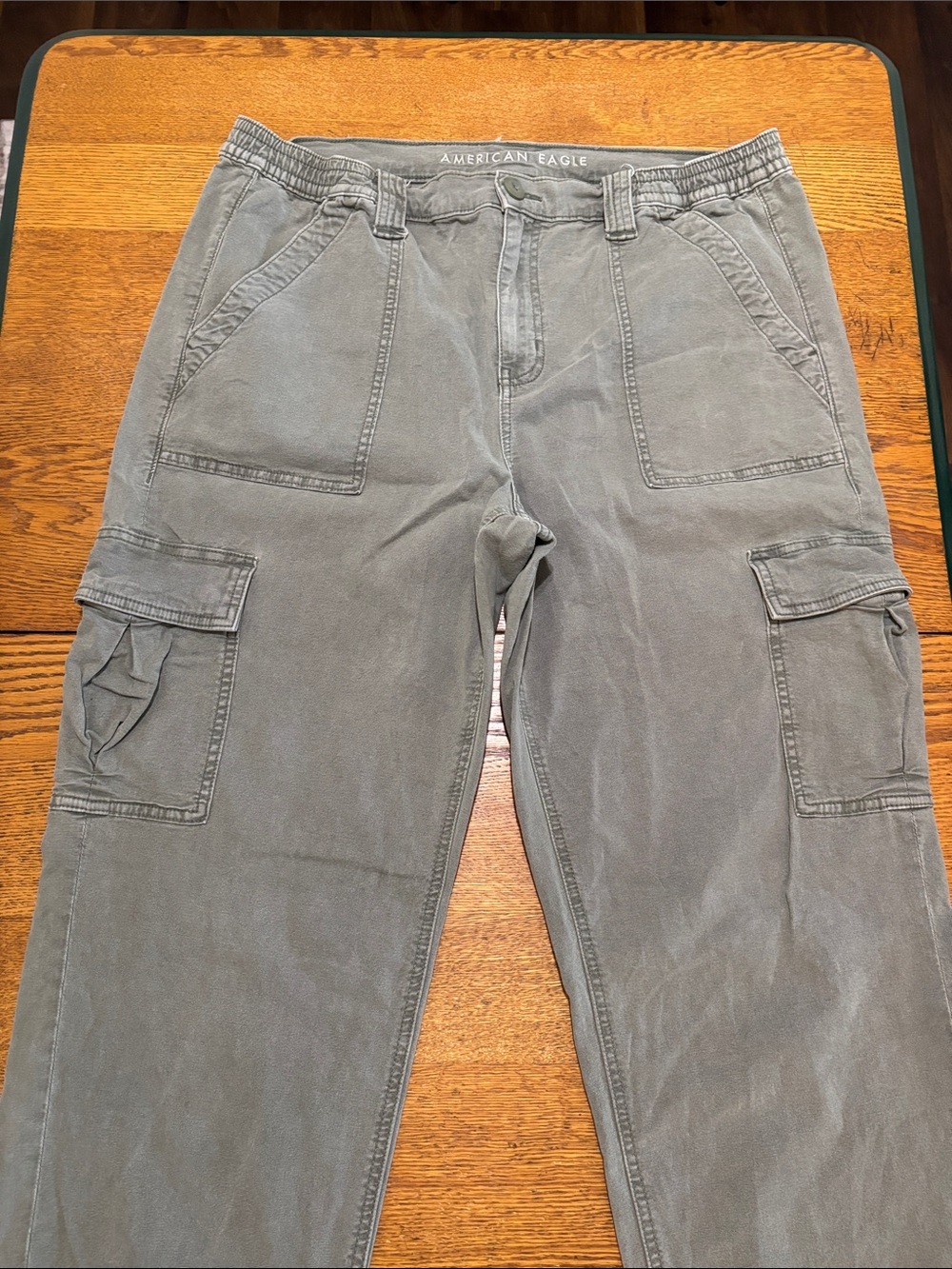 American Eagle Outfitters Olive Gray Cargo Jumpsuit-Style Pants